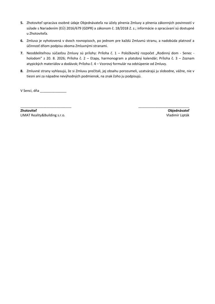 Zmluva o dielo, strana 8